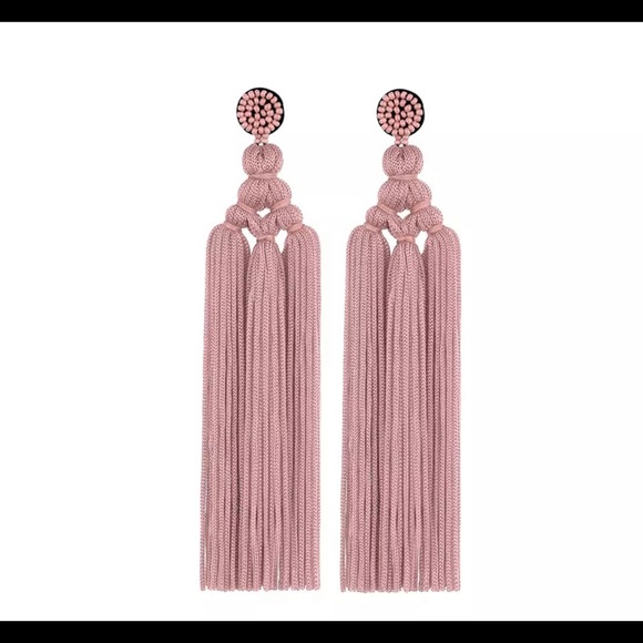 NWT Tassel Earrings Thread Long Dangle Drop Earrings Party Pink black new - Picture 7 of 8
